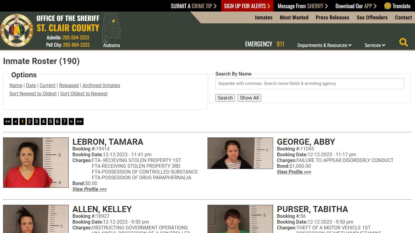 Inmate Roster - Current Inmates Booking Date Descending - St. Clair ...